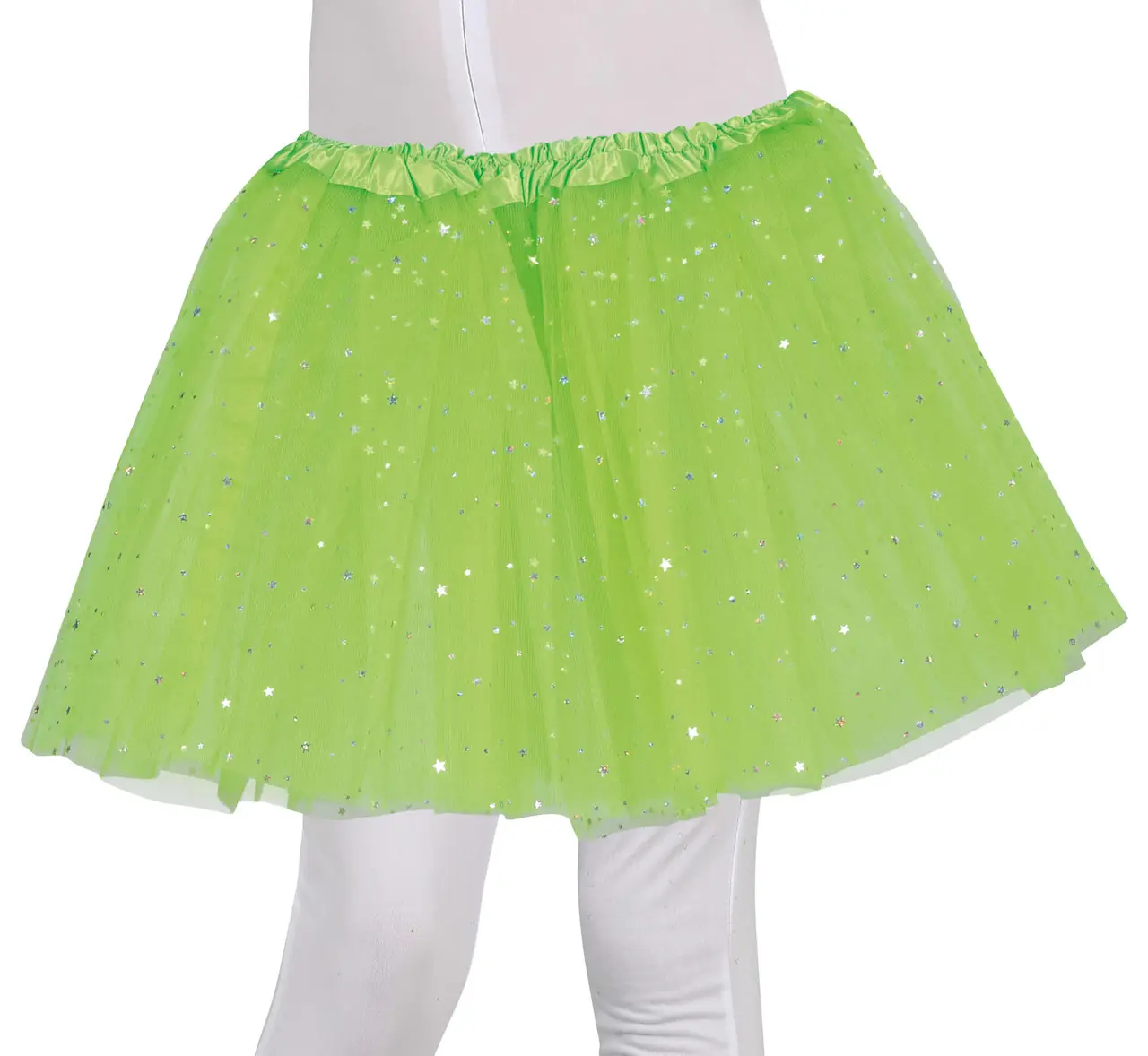 Limegrøn tutu med stjerner 30 cm