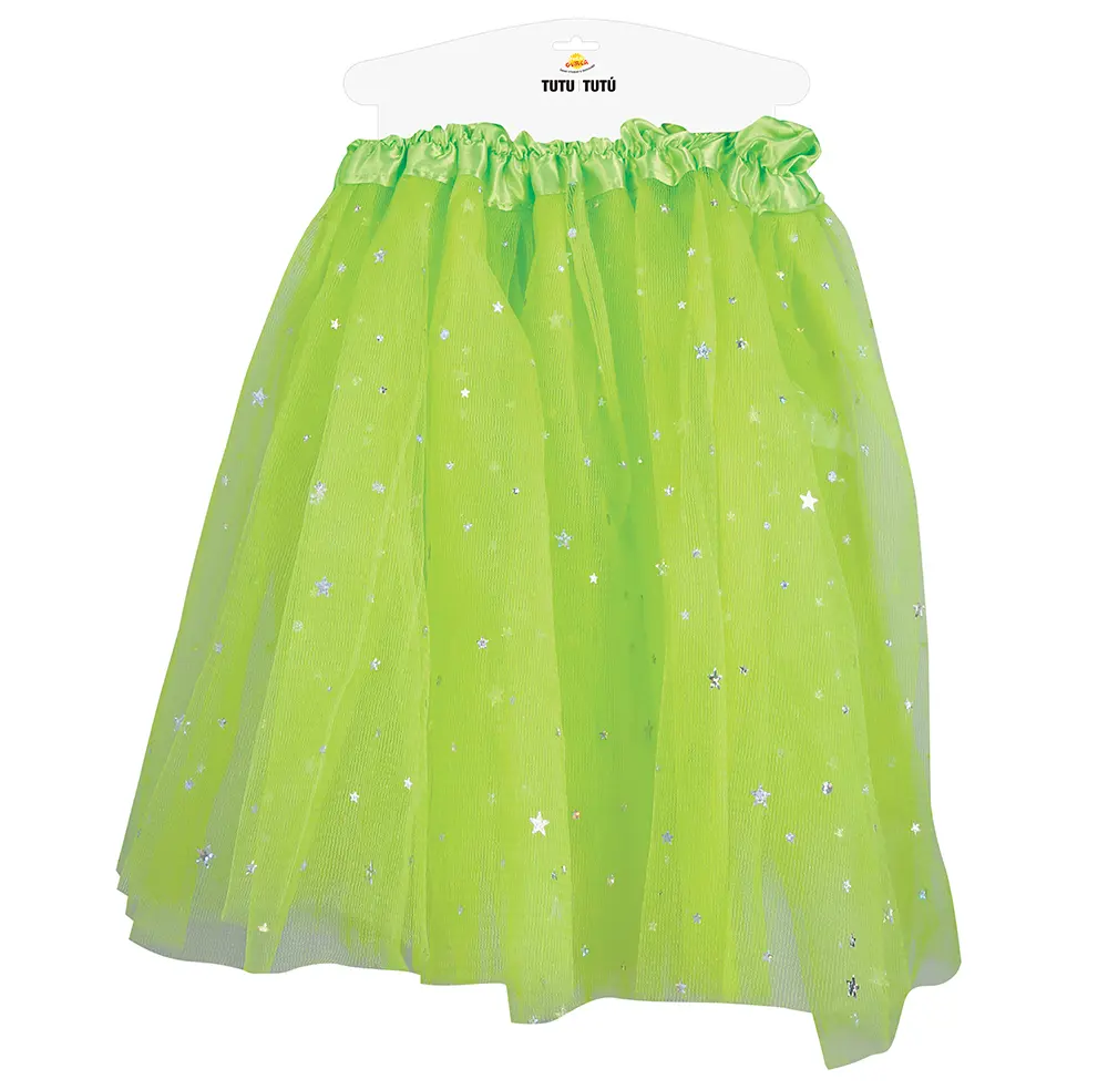 Limegrøn tutu med stjerner 30 cm