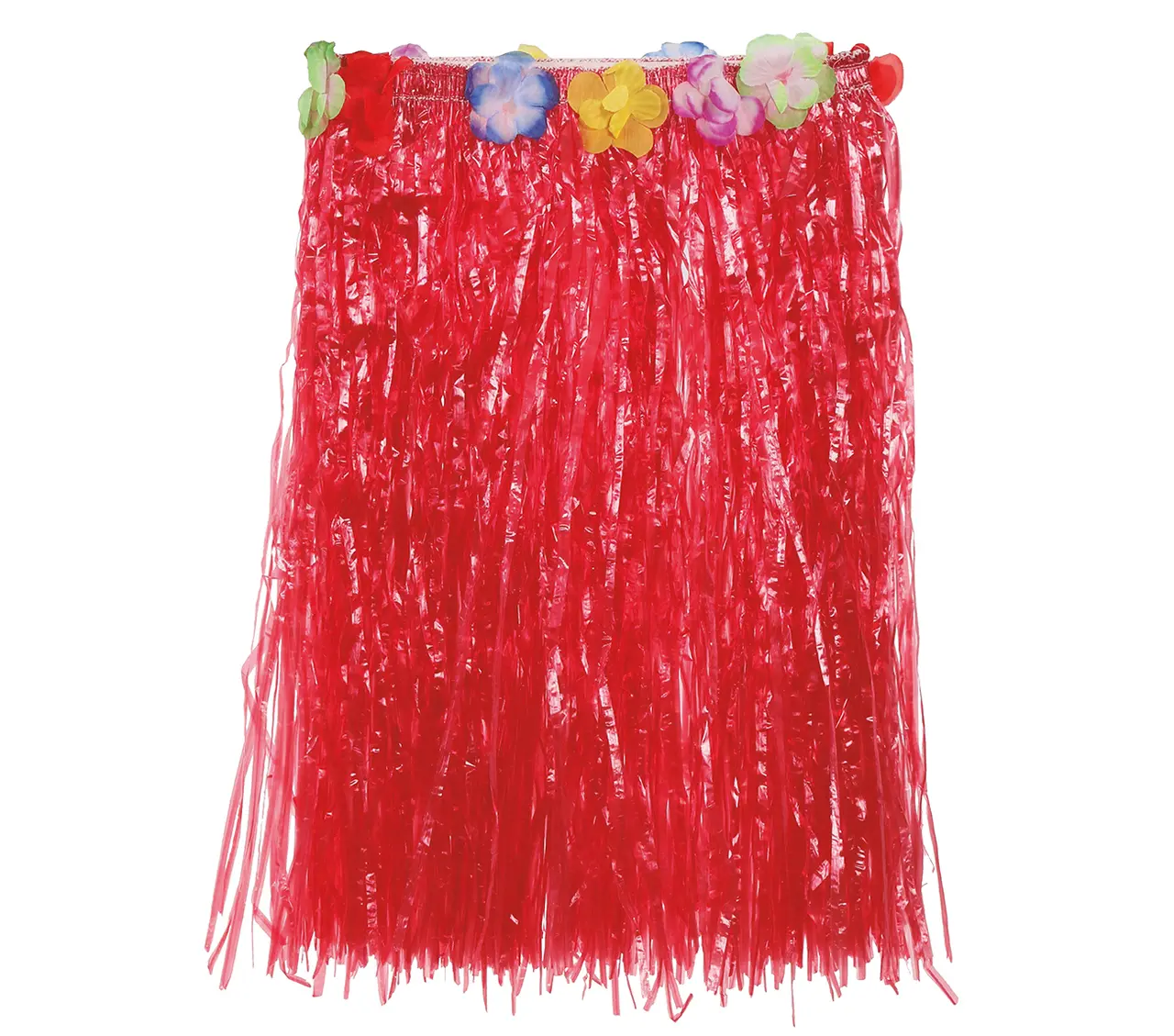 Hawaii-skørt med blomster, 50 cm, rødt
