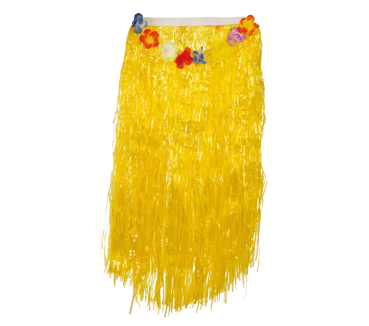 Hawaii-skørt med blomster, 75 cm, gult
