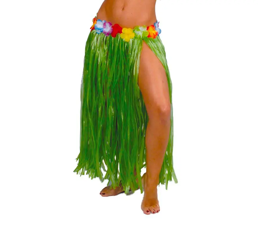 Hawaii-skørt med blomster, 75 cm, grønt