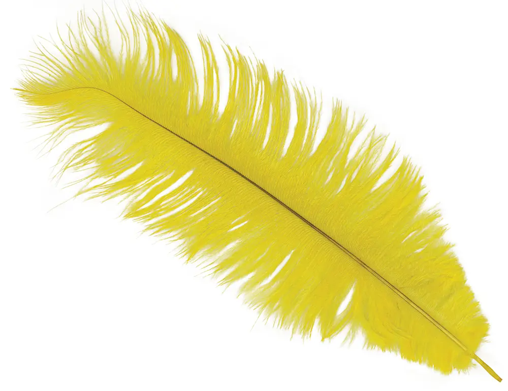 Pose med 12 strudsefjer, 25-35 cm, gul