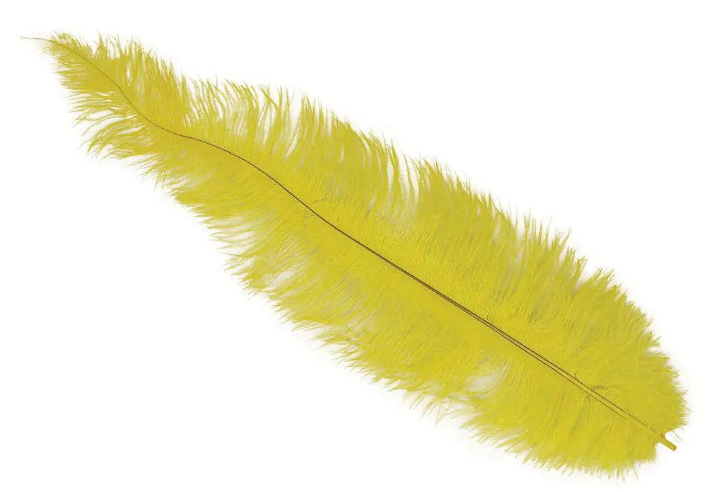 Pose med 12 strudsefjer, 35-45 cm, gul