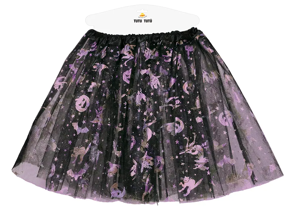 Sort og lilla halloween-tutu til børn, 30 cm