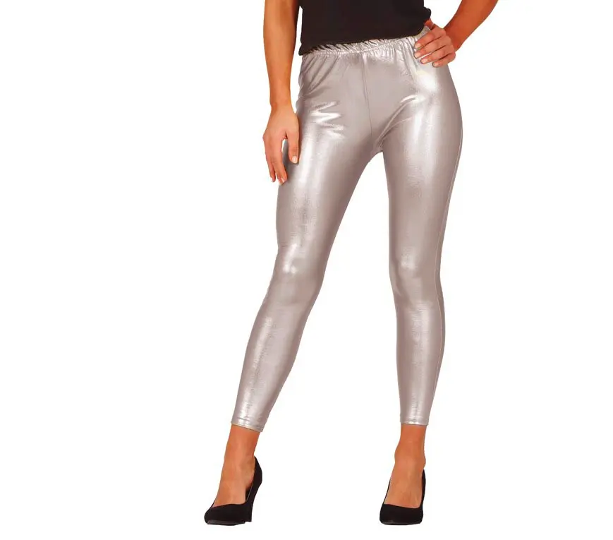 Leggings i metallisk sølv