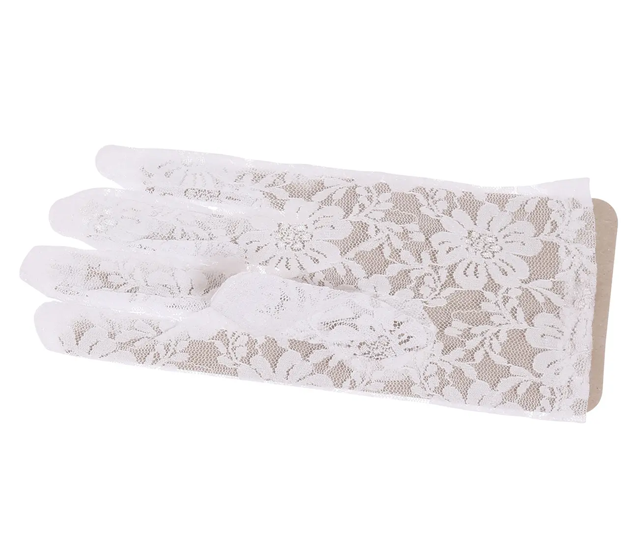 Gennembrudte handsker, 22 cm, hvide