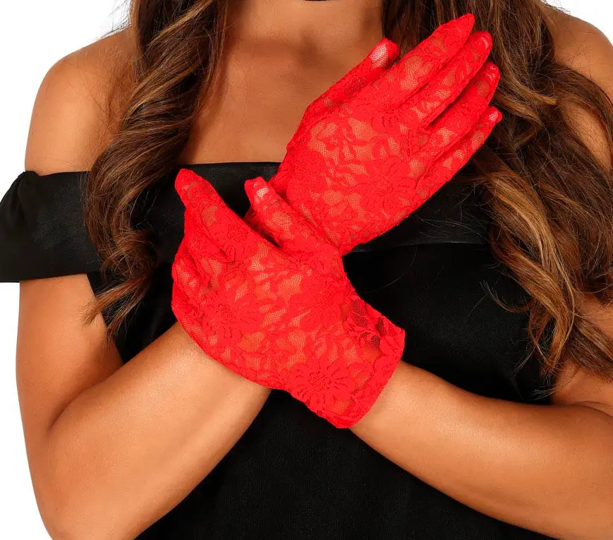 Gennembrudte handsker, 22 cm, røde