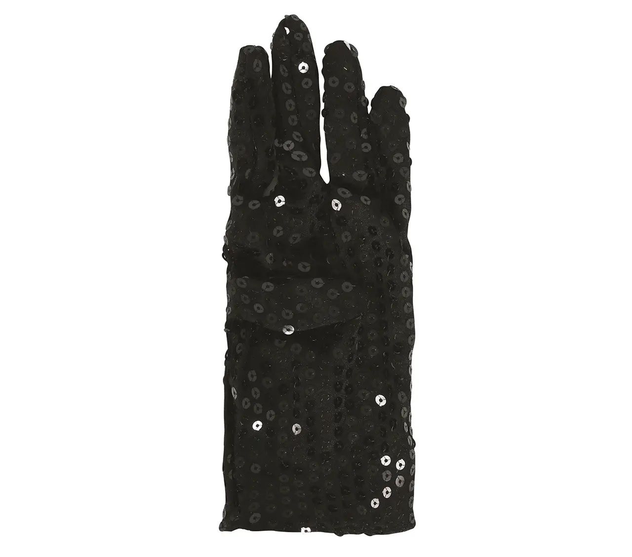 Pailletbesatte handsker, 22 cm, sorte, høj kvalitet