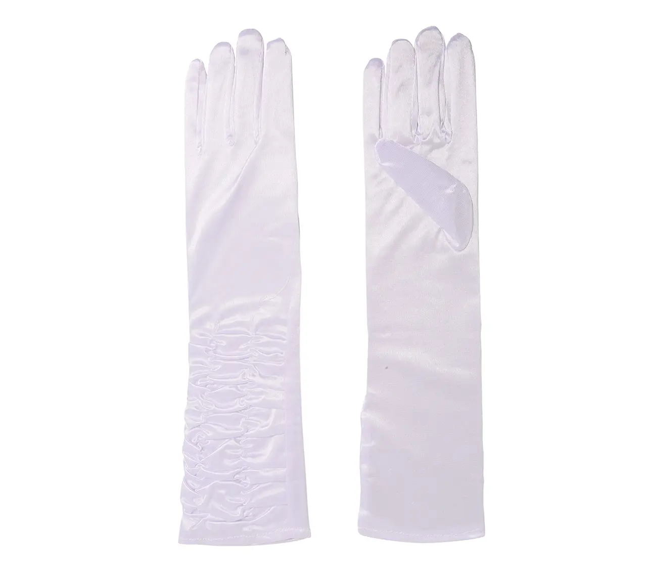 Hvide rynkede handsker, 40 cm