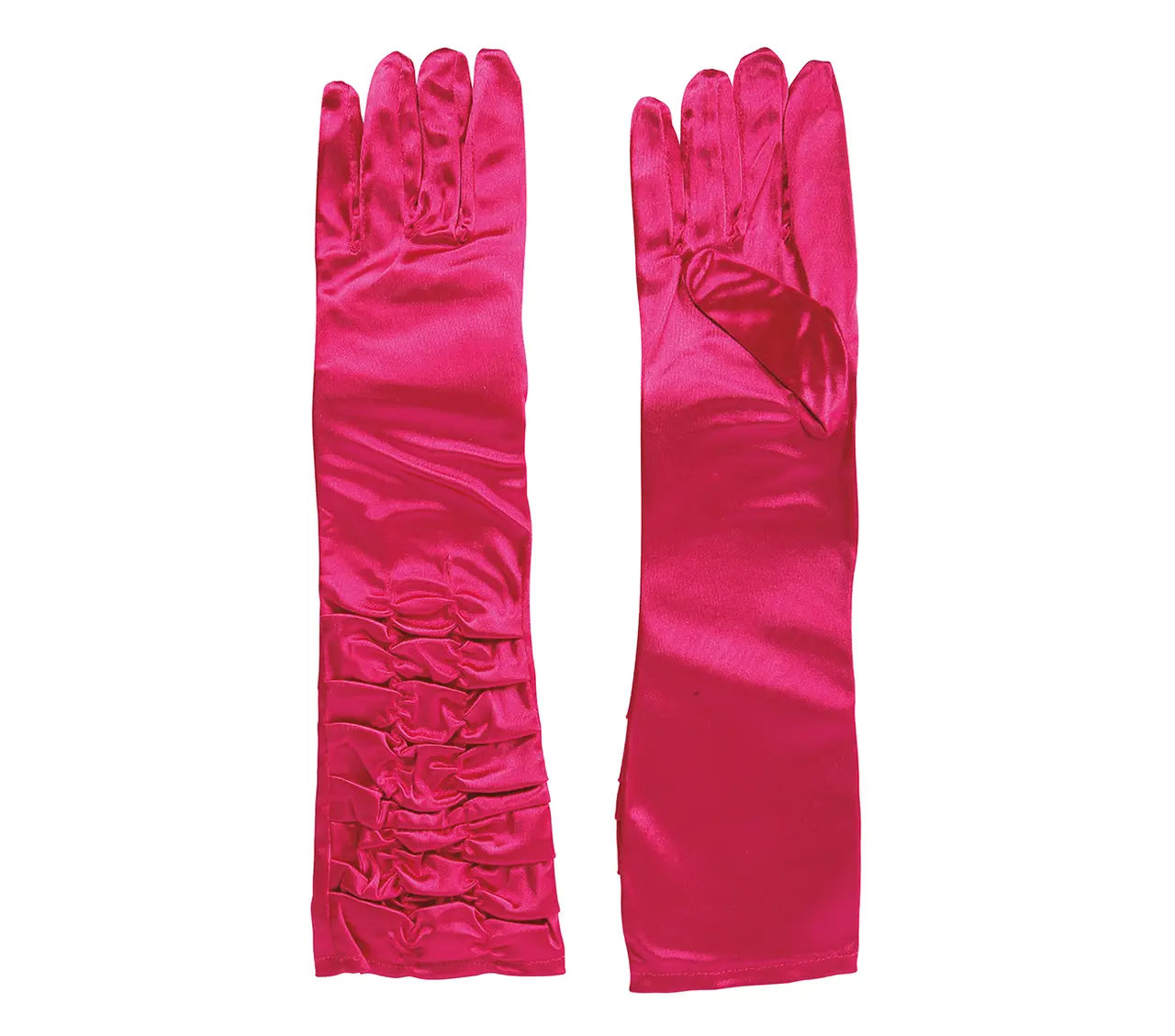 Fuchsiafarvede rynkede handsker, 40 cm