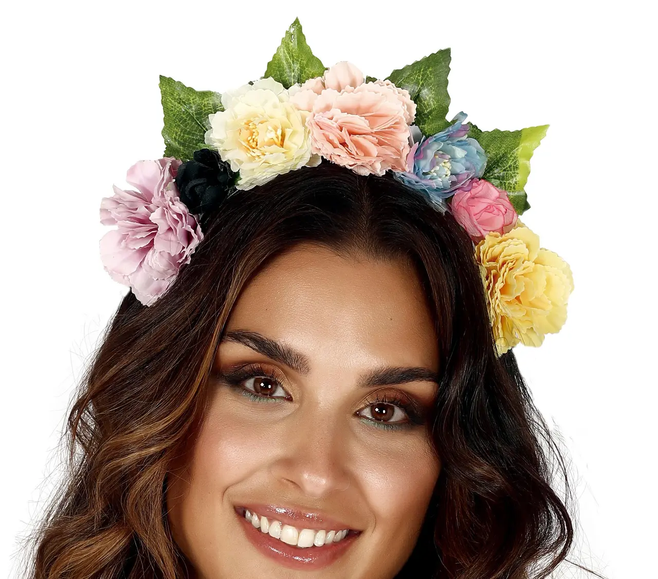 Flerfarvet hårbånd med blomster