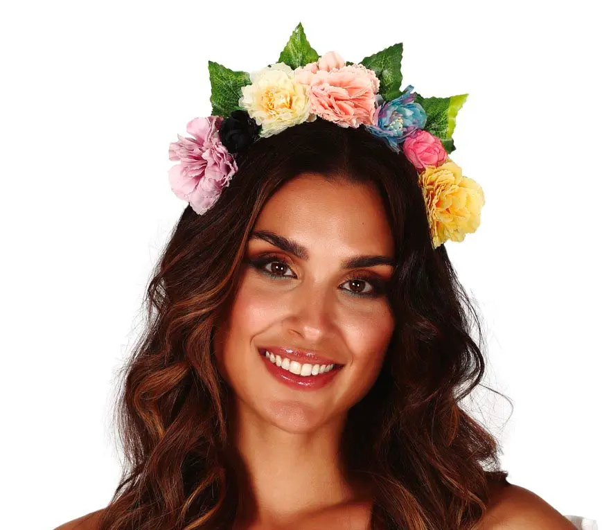 Flerfarvet hårbånd med blomster