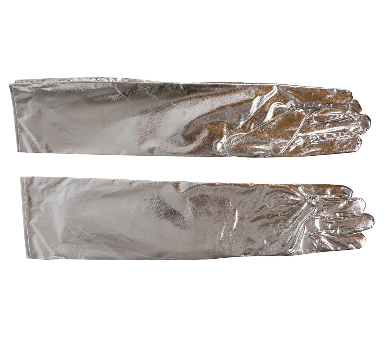 Metalliske handsker, 44 cm, sølv