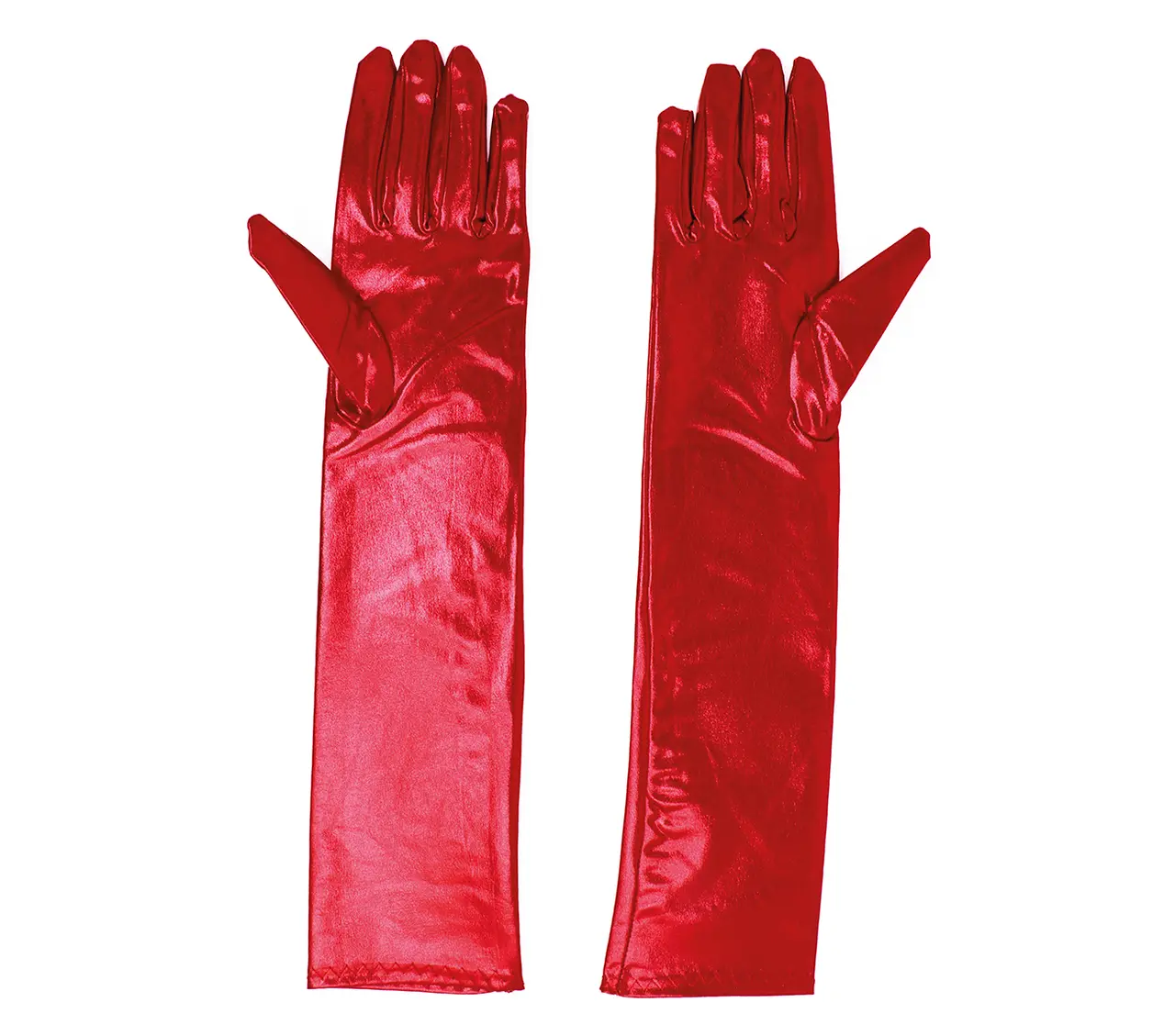 Metalliske handsker, 44 cm, rød