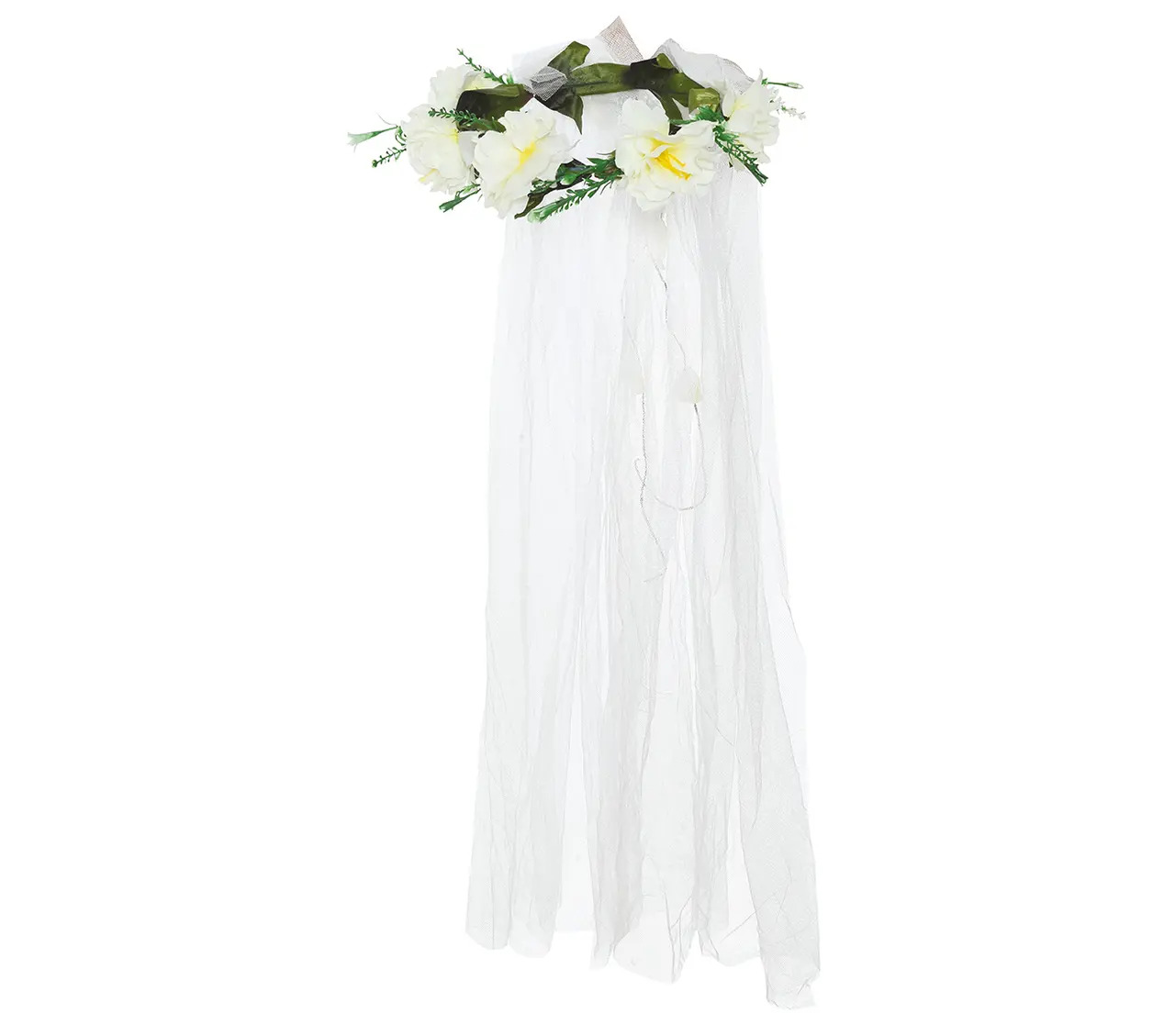 Tiara med blomster og slør