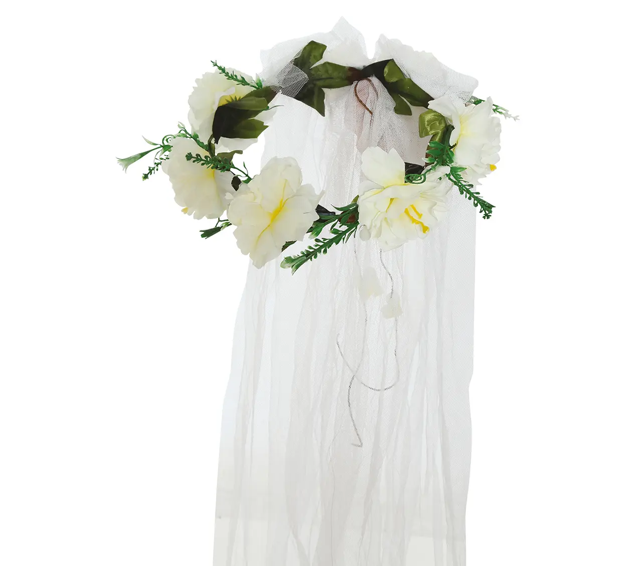 Tiara med blomster og slør