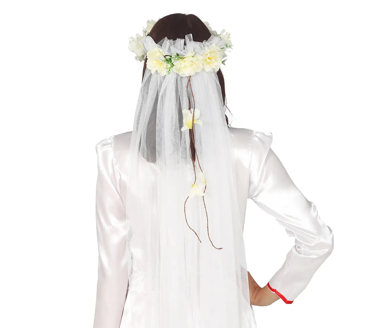 Tiara med blomster og slør