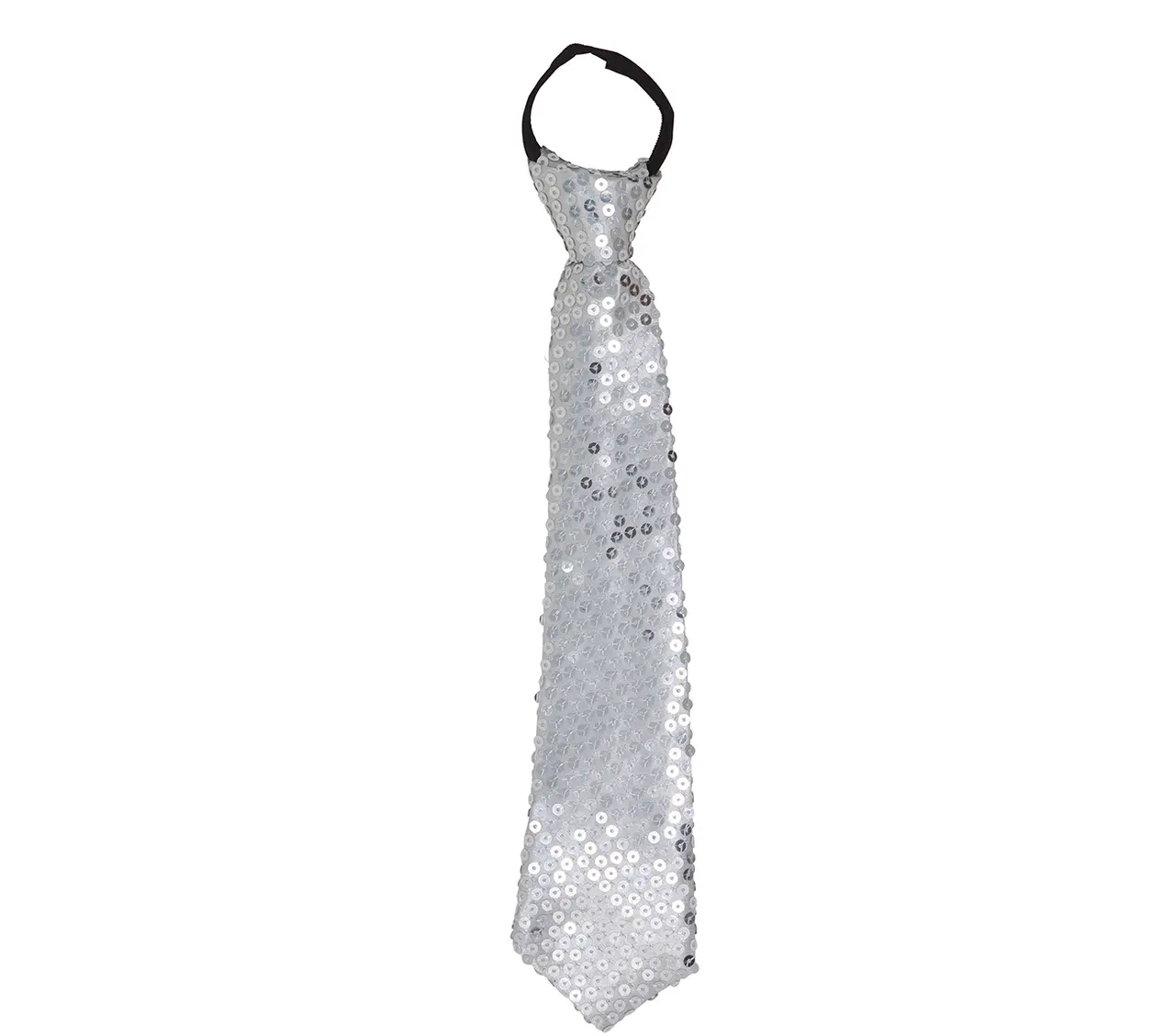 Sølvfarvet pailletslips, 35 cm