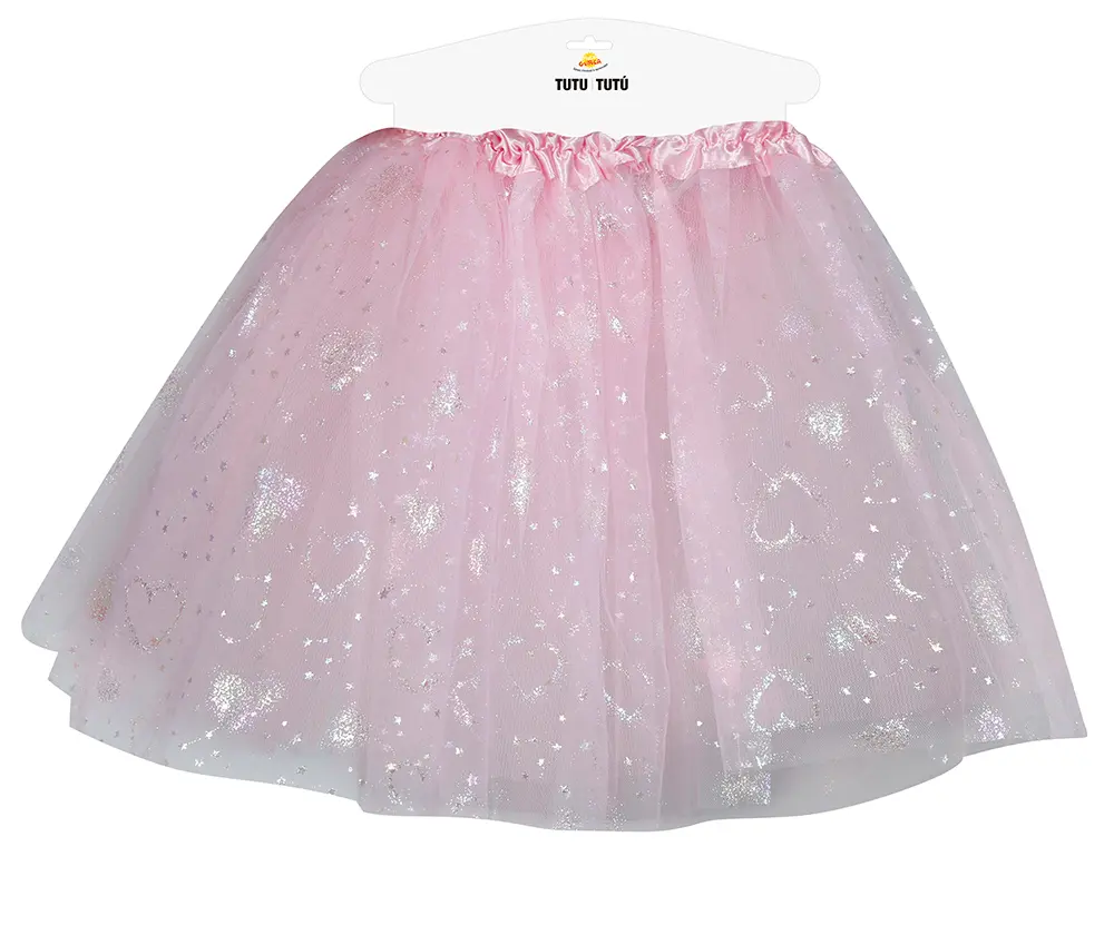 Lyserød tutu med stjerner 30 cm, til børn