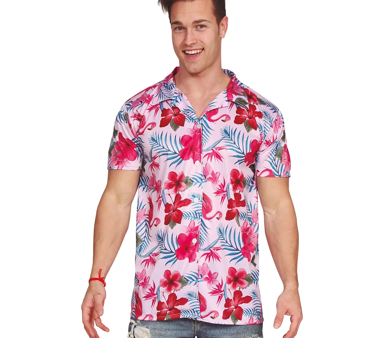 Hawaiiskjorte med flamingoer til herrer