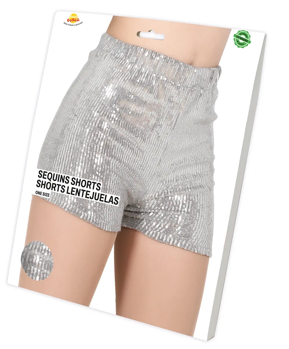 Sølvfarvede pailletshorts 42-44