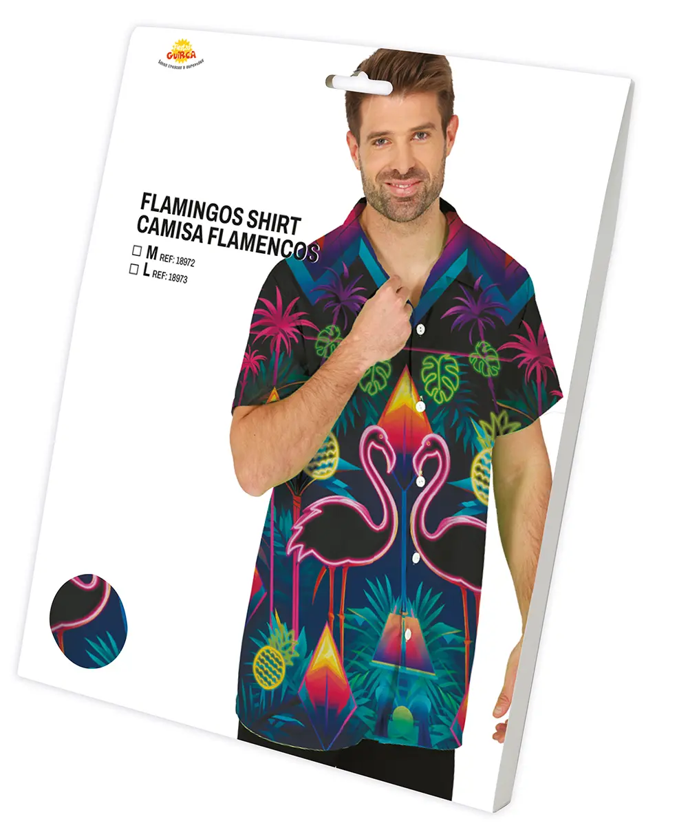 Neonskjorte med flamingoer til herrer