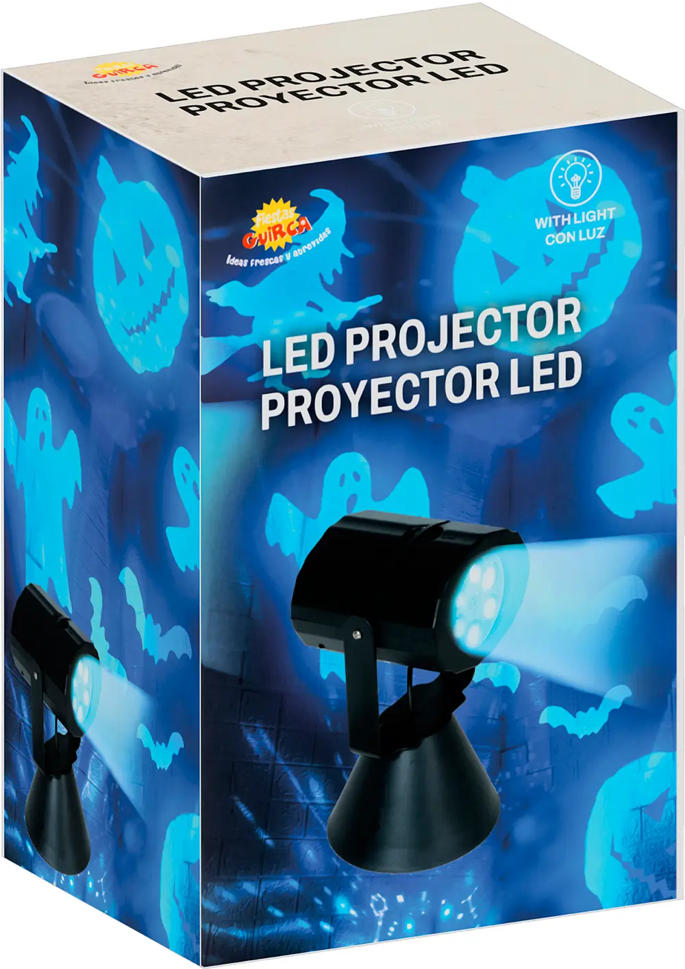 LED-projektor 20 cm med fod (batteridrevet)