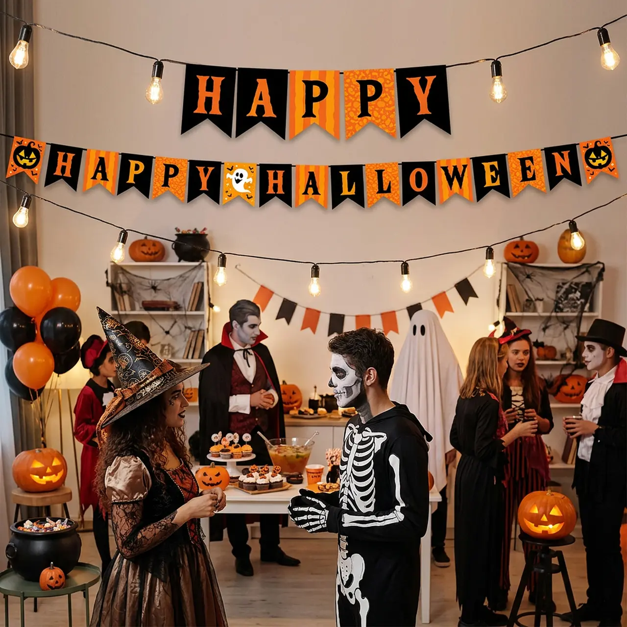 Guirlande "Happy Halloween", papir, 300 × 20 × 15 cm