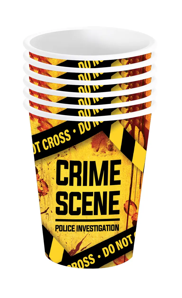Pose med 6 Crime Scene-bægre, 240 ml, 9 cm