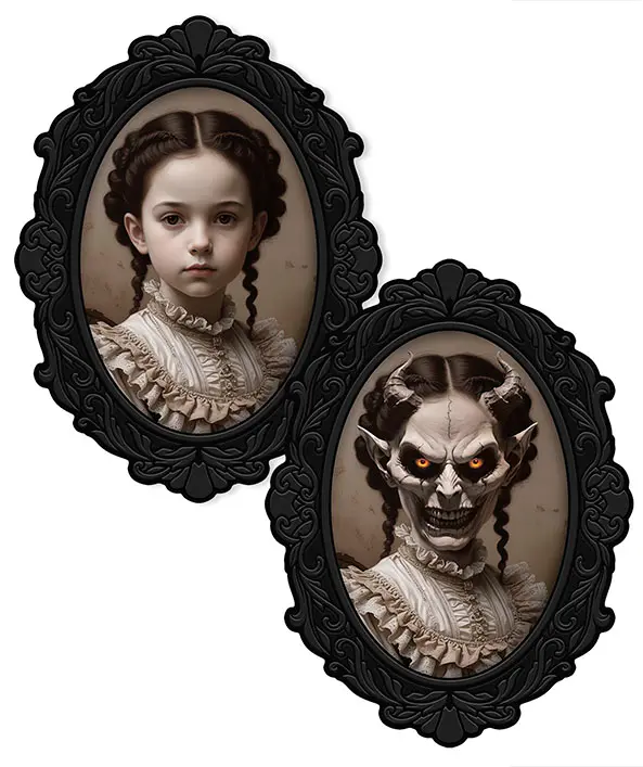 Gyserbillede med djævelinde, 35 × 48 cm, PVC