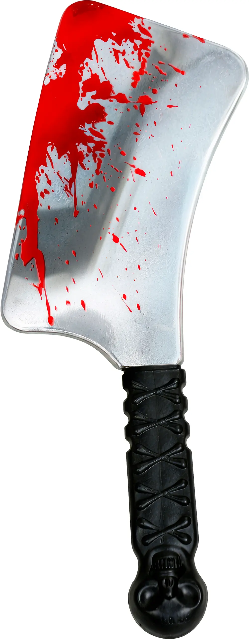 Slagterkniv med metaleffekt og blod, 33 cm