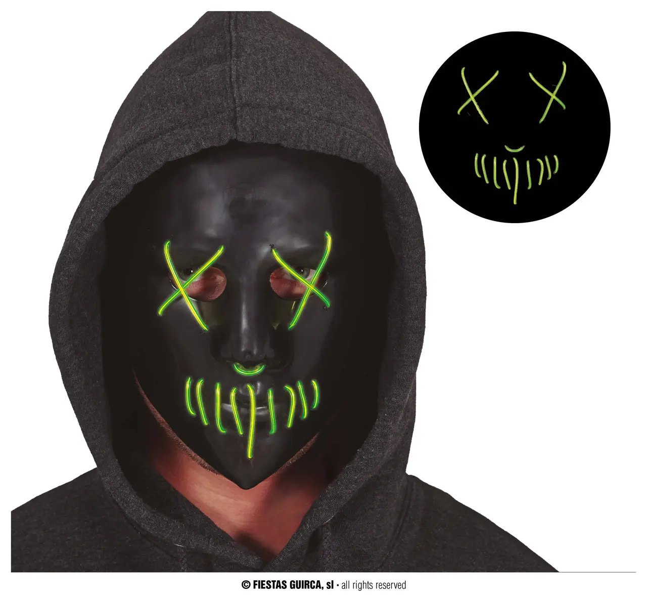 Sort maske med lys, PVC