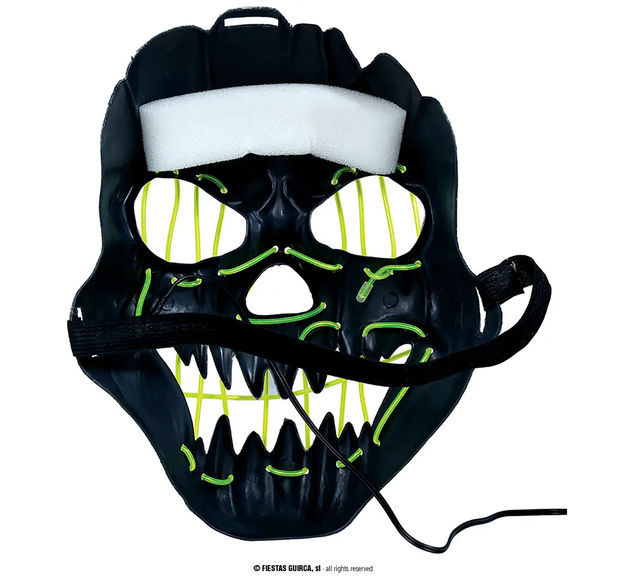 Sort smilende maske med lys, PVC