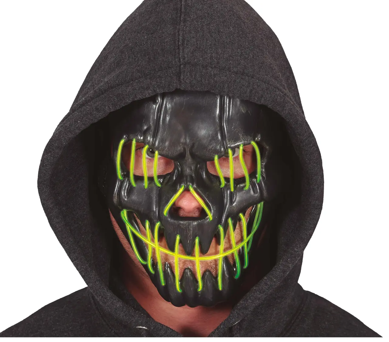 Sort smilende maske med lys, PVC