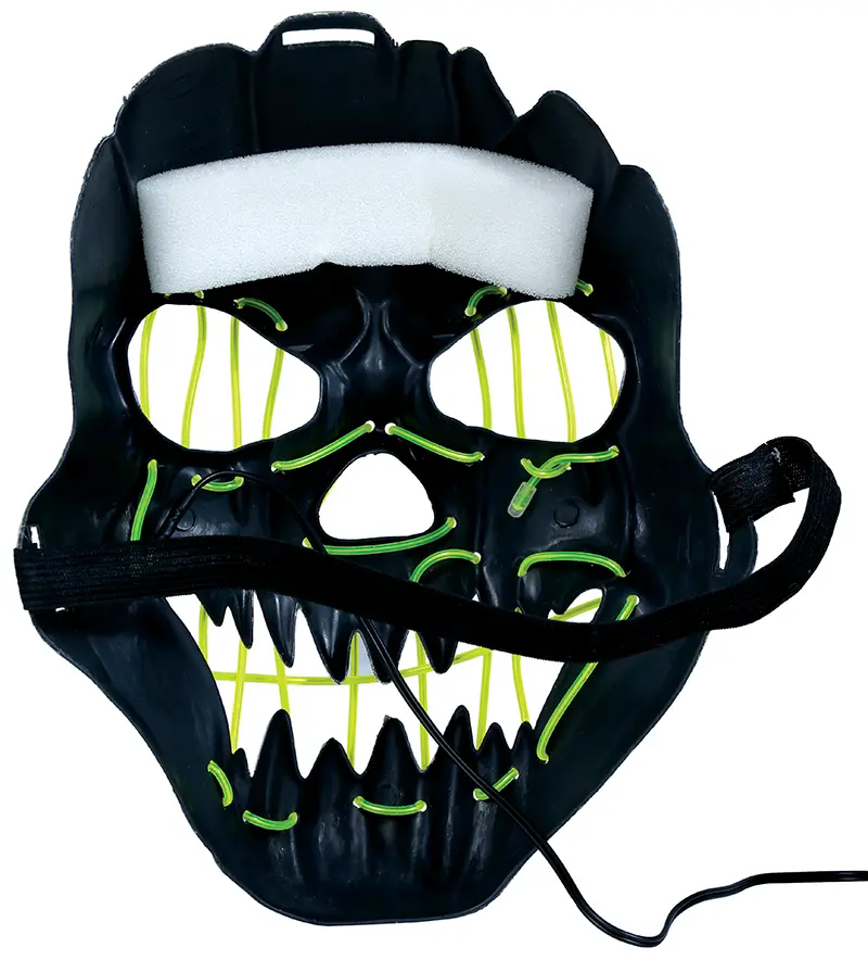 Sort smilende maske med lys, PVC