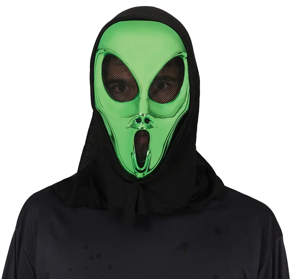Alien-maske med hætte, PVC
