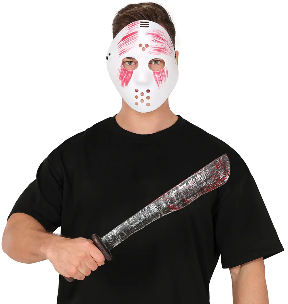Hvid maske med machete, PVC