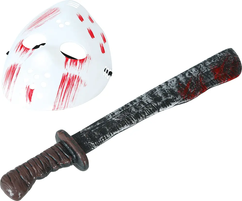 Hvid maske med machete, PVC