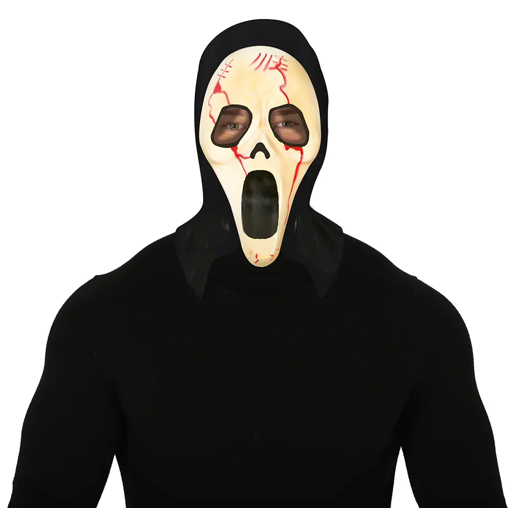 Blodig mordermaske med hætte, PVC