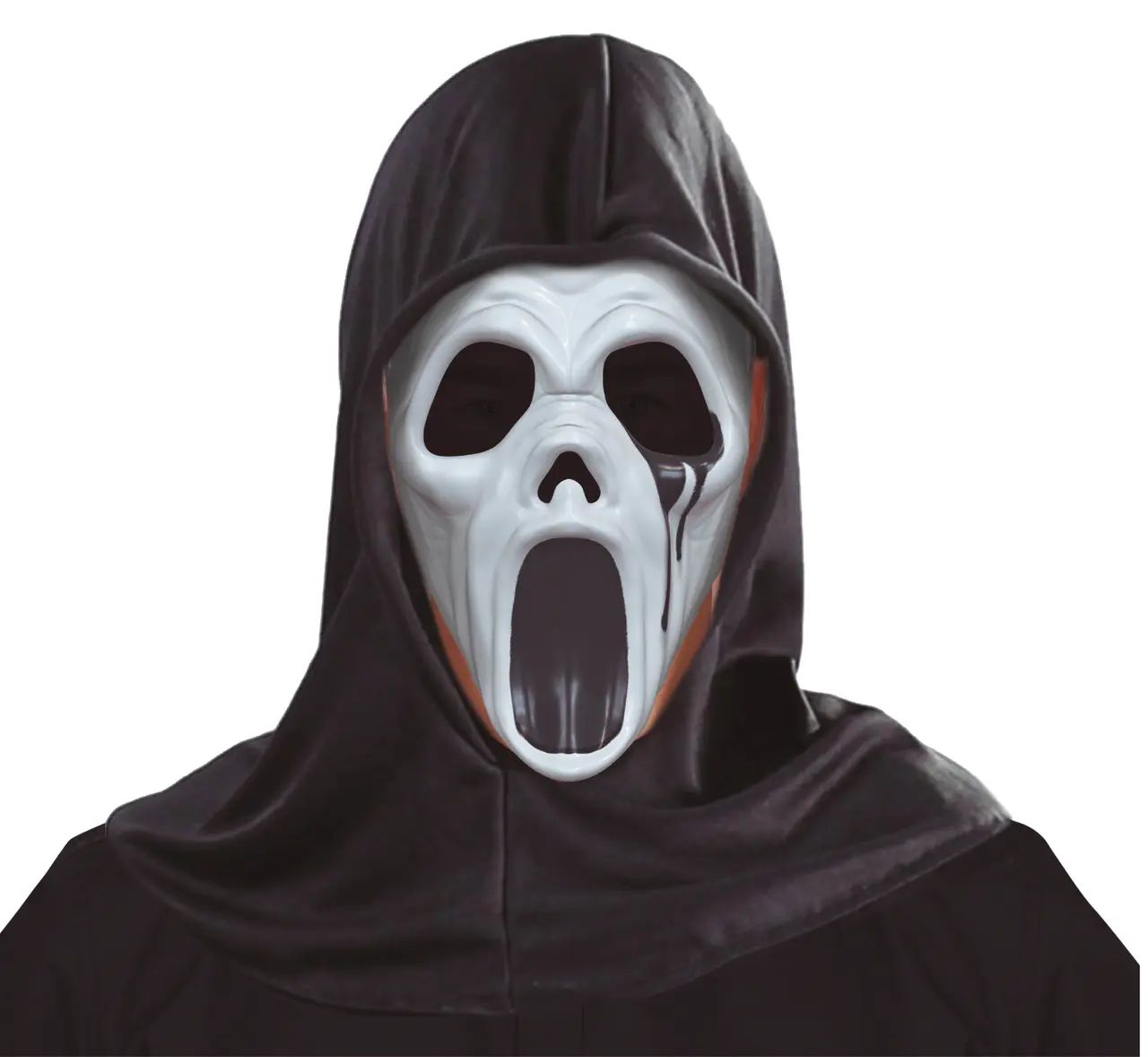Dræbermaske med hætte, PVC, hvid