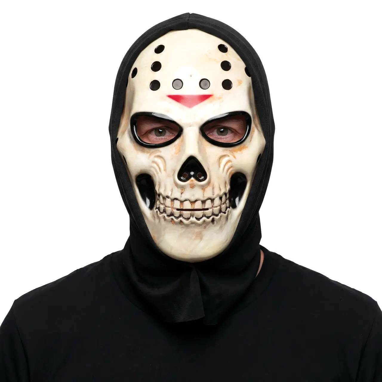 Hockeymaske med kranie og hætte, PVC