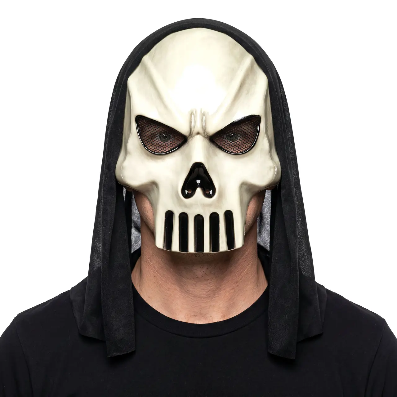 Spøgelseskranie-maske med hætte i PVC