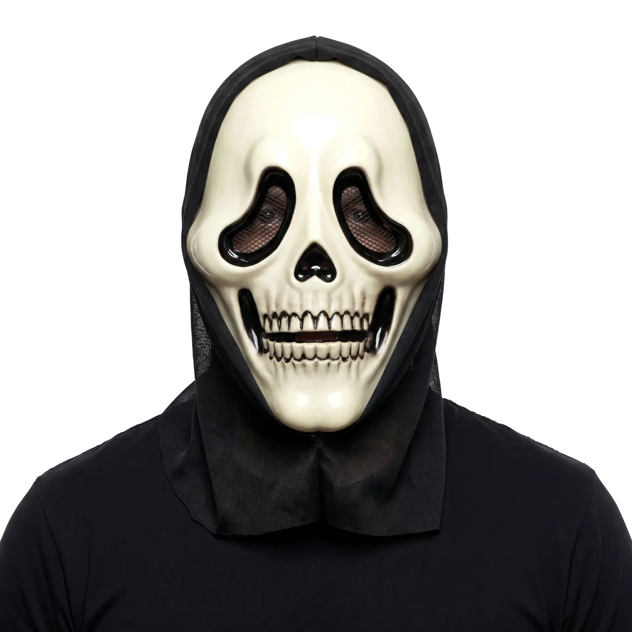 Dræberkraniemaske med hætte, PVC