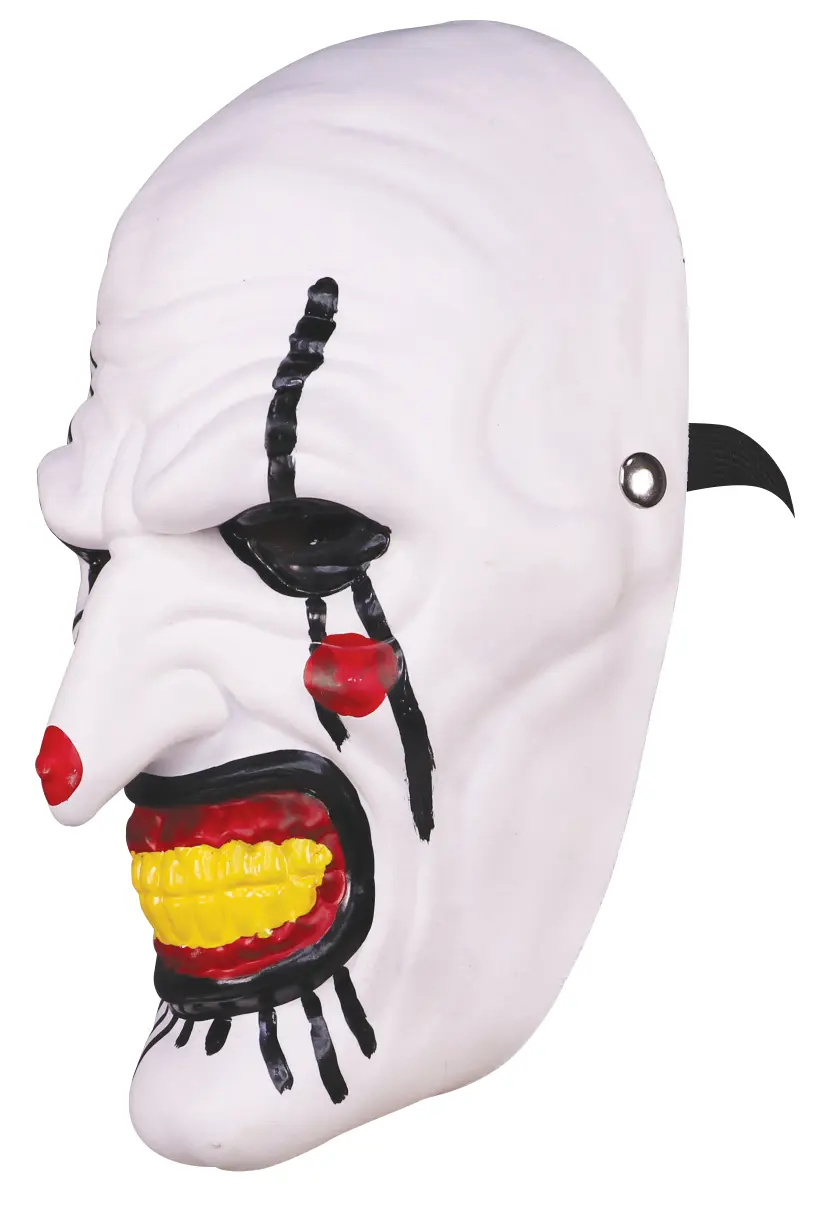 Dræberklovnemaske, PVC, hvid, sort og rød