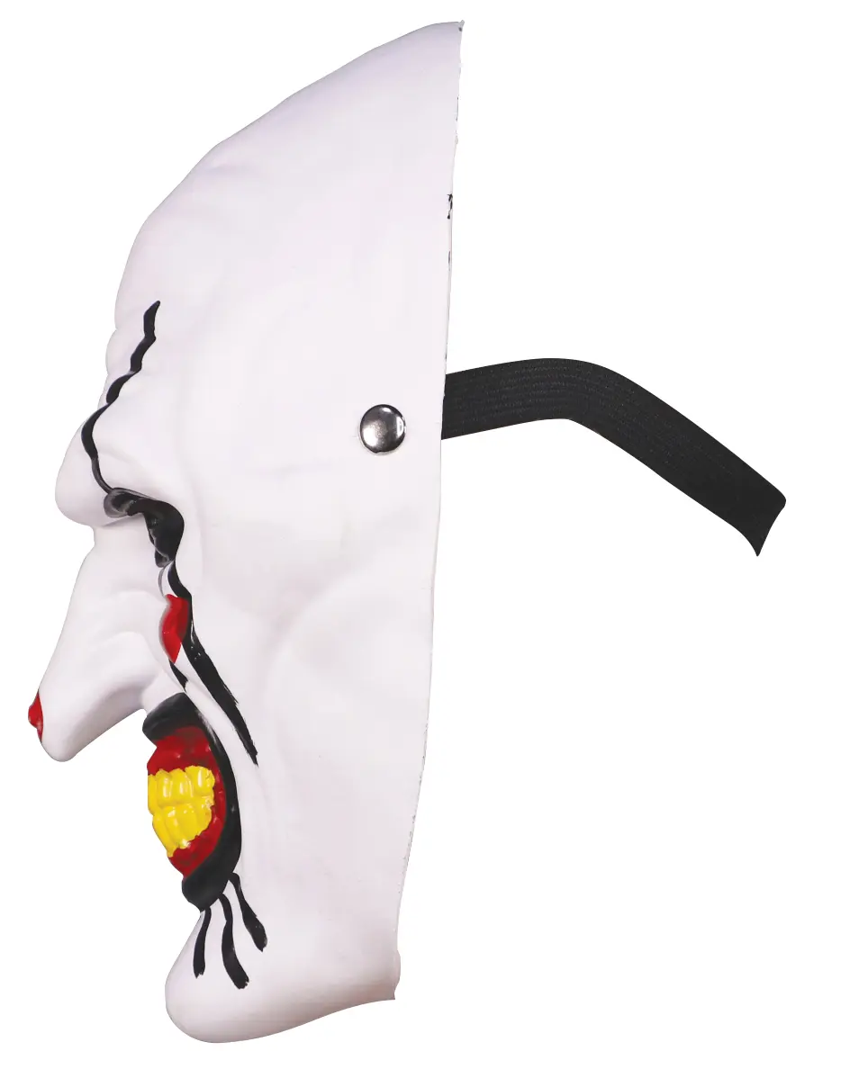 Dræberklovnemaske, PVC, hvid, sort og rød