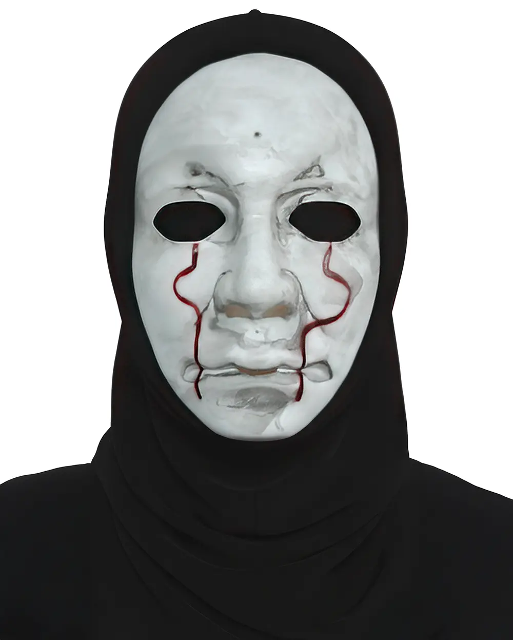 Dræbermaske med hætte, PVC, hvid og sort