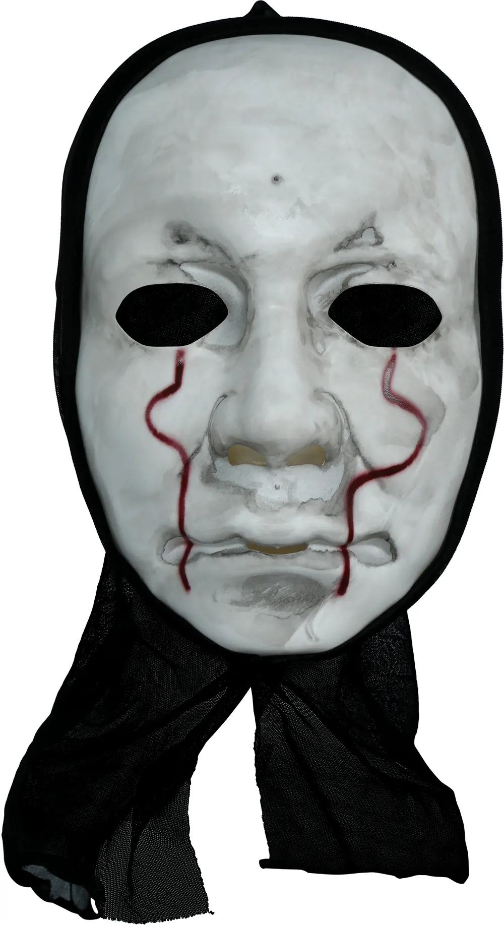 Dræbermaske med hætte, PVC, hvid og sort