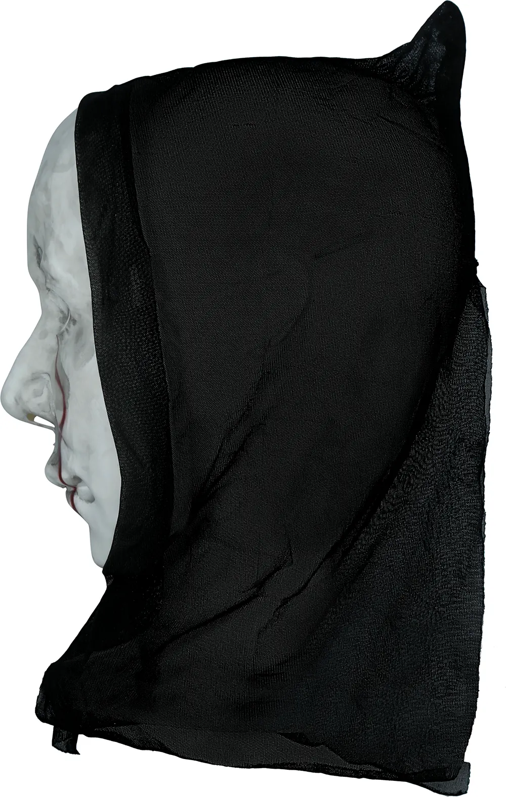Dræbermaske med hætte, PVC, hvid og sort