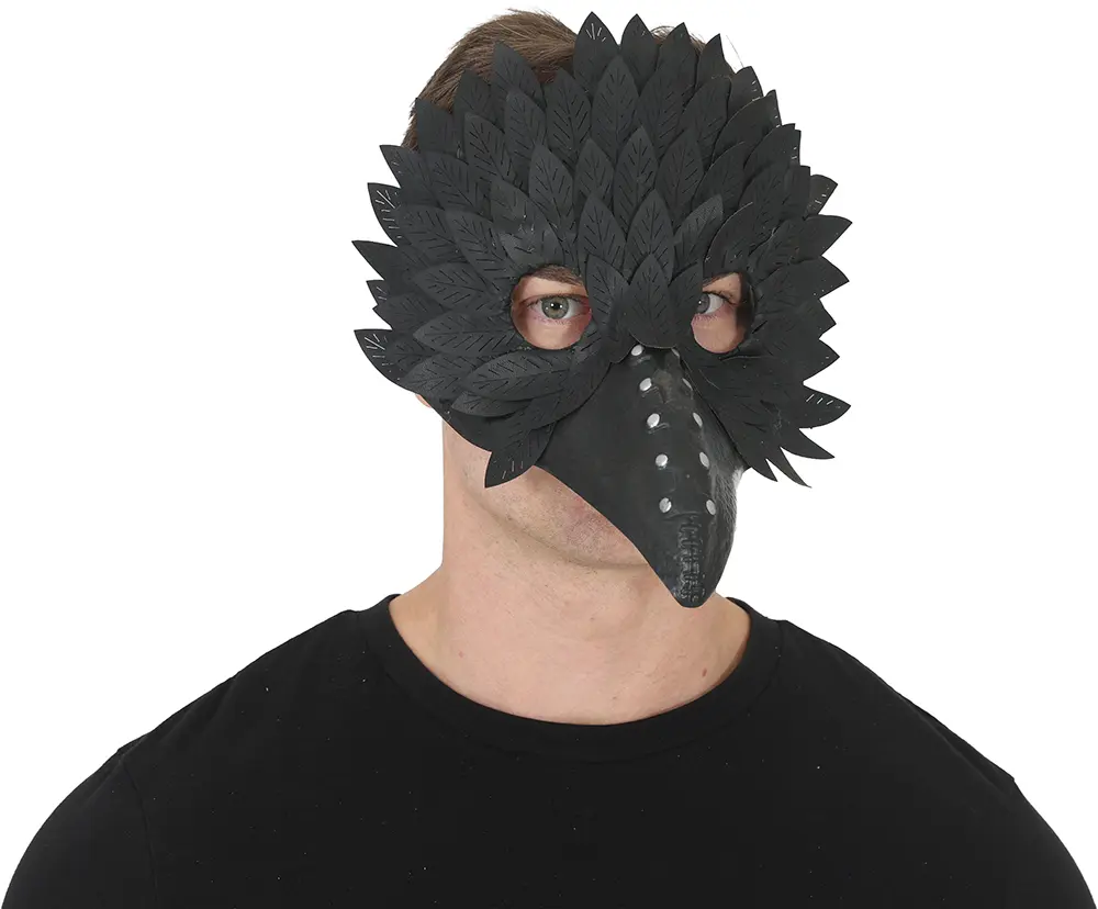 Sort maske med fjer, PVC
