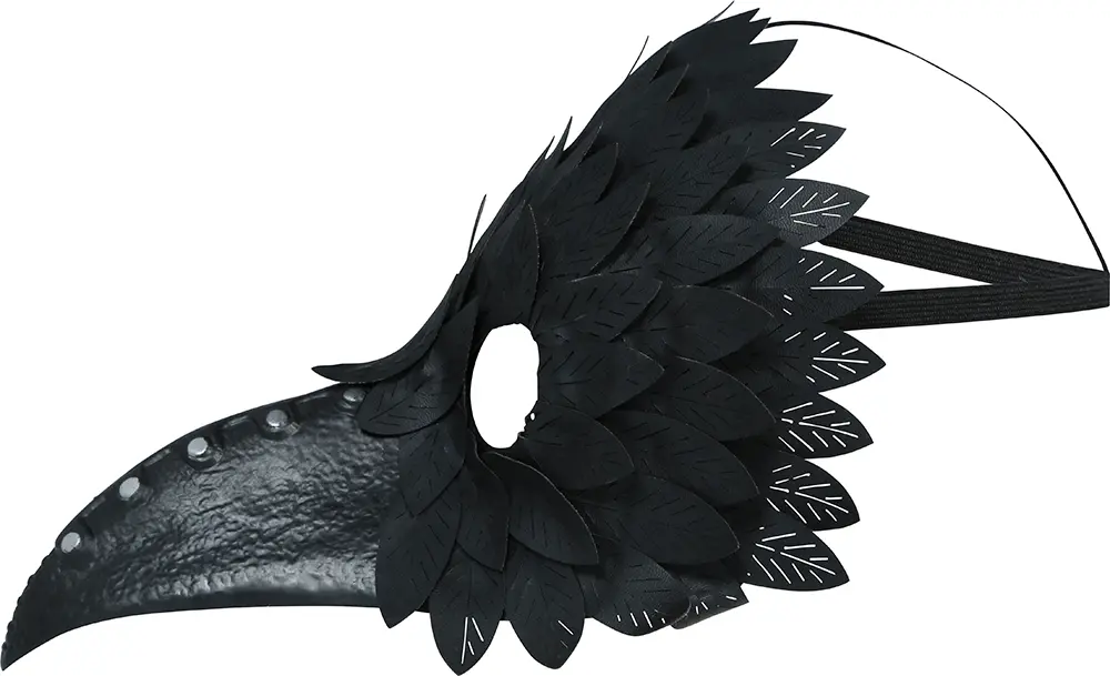 Sort maske med fjer, PVC
